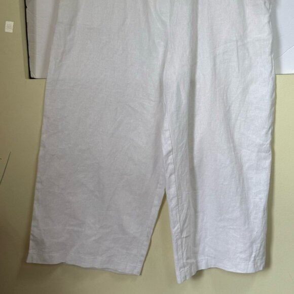 DKNY Pure NEW Linen Cotton Wide Leg Pockets Pull On Pants Crop Light Minimalist - Picture 5 of 11